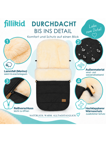 fillikid Winterfußsack Bernina Lammfell Exklusiv in Ebenholz