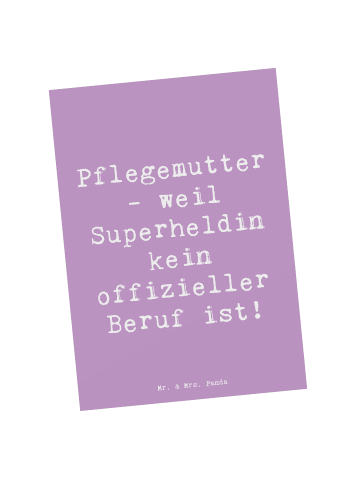 Mr. & Mrs. Panda Postkarte Spruch Pflegemutter Superheldin mit S... in Lavendeltraum