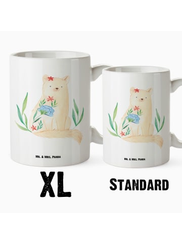 Mr. & Mrs. Panda Keramiktasse Katze Blumen ohne Spruch in Weiß