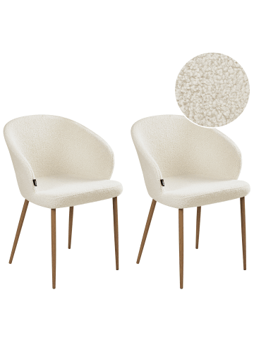 Beliani 2er-Set Esszimmerstuhl MASON in Weiß/Braun