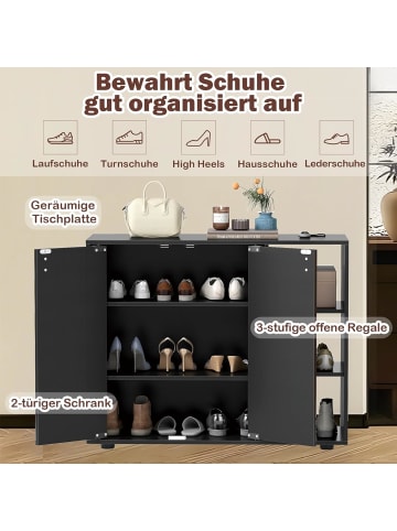 COSTWAY Schuhschrank mit 2 Türen 80 x 31 x 64,5 cm in Schwarz