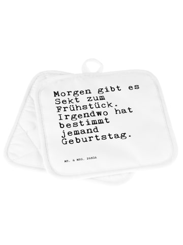 Mr. & Mrs. Panda 2er Set Topflappen  Morgen gibt es Sekt... mit ... in Weiß
