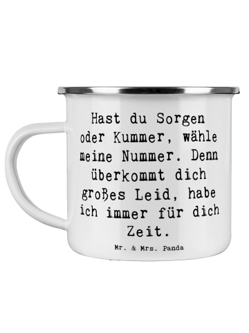 Mr. & Mrs. Panda Blechtasse Spruch Schutz Rufnummer mit Spruch in Weiß