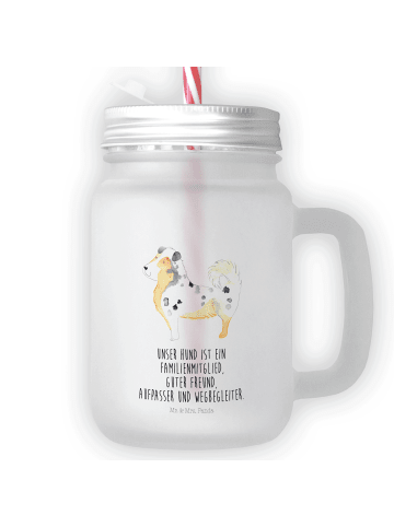 Mr. & Mrs. Panda Einmachglas Hund Australien Shepherd mit Spruch in Transparent