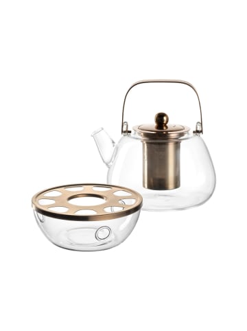 LEONARDO Teekanne mit Metallhenkel + Stövchen Tè Per Te in Transparent 1,2 Liter