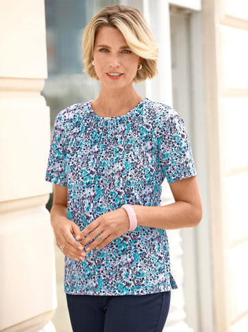 WITT WEIDEN Shirt in weiß-türkis-bedruckt