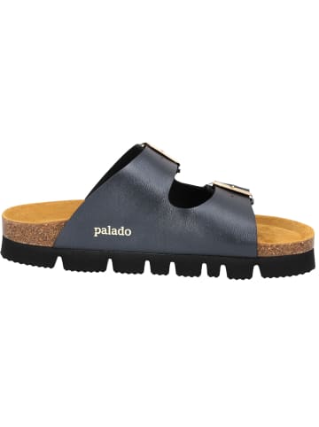 Palado Plateau-Pantoletten Korfu PL Metallic in Anthrazit/Gold