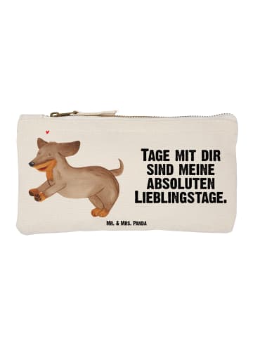 Mr. & Mrs. Panda Schminktasche Hund Dackel mit Spruch in Weiß
