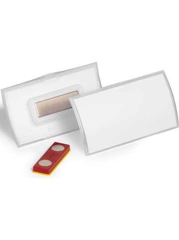 Durable Namensschild Magnet Kunststoff transparent 75x40mm Packung mit 10 S...