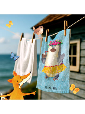 Mr. & Mrs. Panda Handtuch Pinguin Kokosnuss ohne Spruch in Eisblau