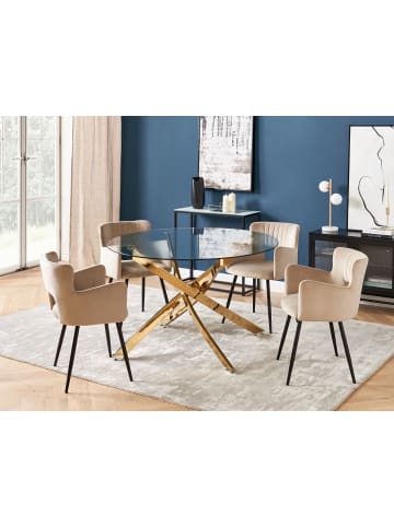 Beliani Esszimmertisch MARAMO in Transparent/Gold - (W) 120 x (H) 75 x (L) 120 cm
