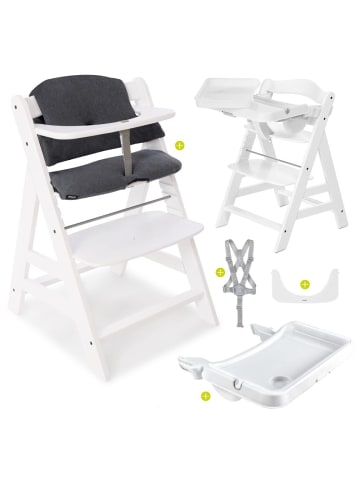 Hauck Hochstuhl Alpha Plus Weiß im Sparset inkl. in grau,weiss