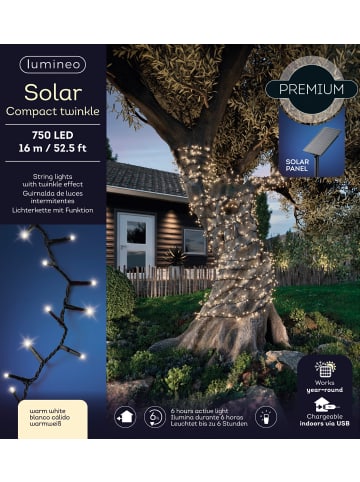 LUMINEO Lichterkette Solar Compact Twinkle 750  LED 16 m in warm weiß