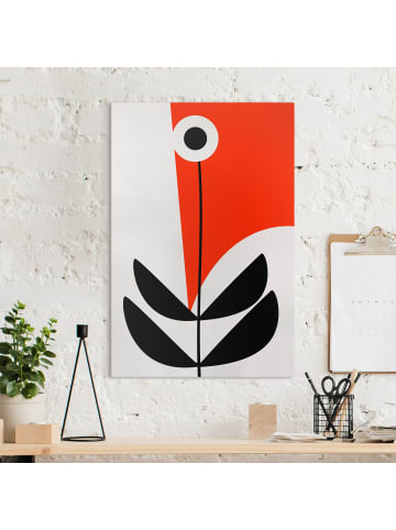 WALLART Leinwandbild - Abstrakte Formen - Blume Rot in Rot