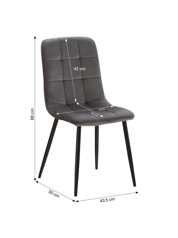 Homestyle4u Esszimmerstuhl 2er Set in Anthrazit Samt