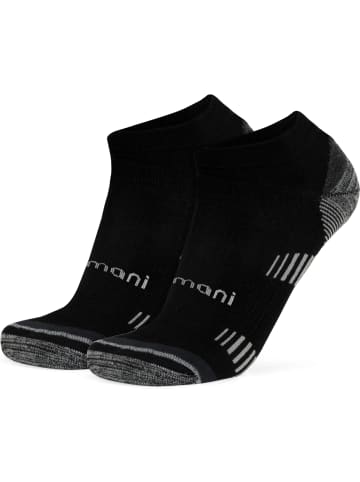 normani 2 Merino Trekking Sneaker-Socken mit Frotteesohle in Schwarz