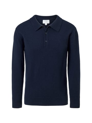 CASH-MERE.CH Poloshirt Langarm in Navy Blau