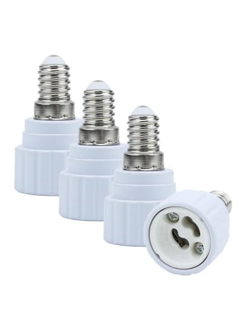 Intirilife 4er Set Lampenadapter E14 auf GU10 in WEISS