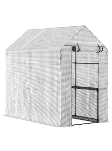 Outsunny Gewächshaus 120B x 186T x 190 H cm Weiß+Grün