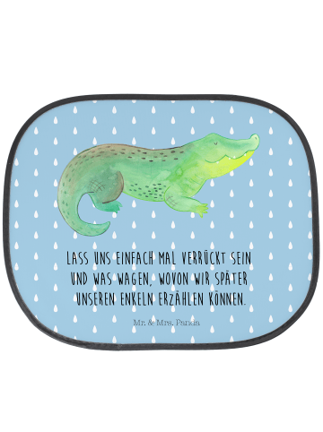 Mr. & Mrs. Panda Sonnenschutz Krokodil mit Spruch in Blau Pastell