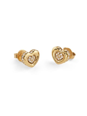 Guess Damen-Ohrringe Ohrstecker Herz Goldfarben