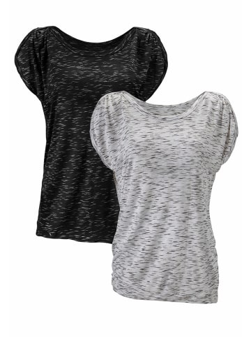 LASCANA Kurzarmshirt in schwarz, weiß