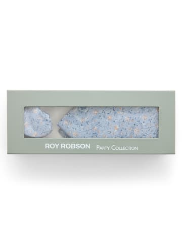 Roy Robson Herren Fliege und Einstecktuch in hellblau - 0003