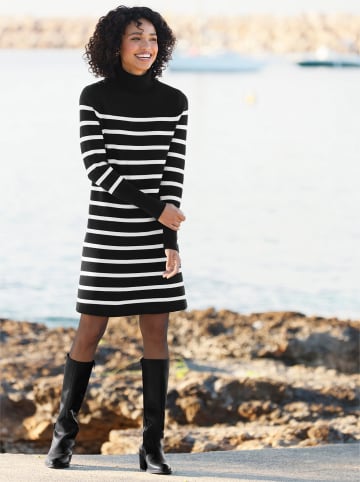 Heine Strickkleid in schwarz-ecru-gestreift