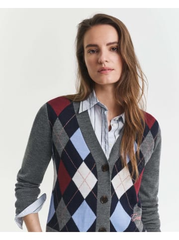 Gant Strickjacke in anthrazit mehrfarbig - 0001