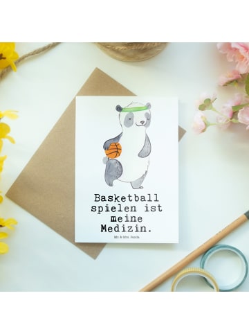 Mr. & Mrs. Panda Klappkarte Panda Basketball mit Spruch in Weiß