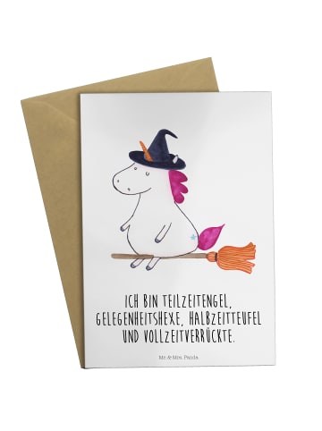 Mr. & Mrs. Panda valentinstagskarte Einhorn Hexe mit Spruch in Weiß