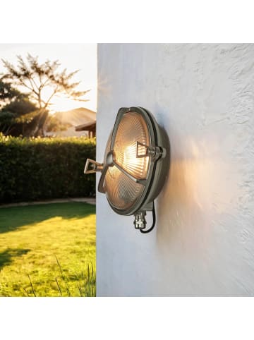 Licht-Erlebnisse Außen Wandlampe Ø 18 x (H)18 cm in Nickel matt