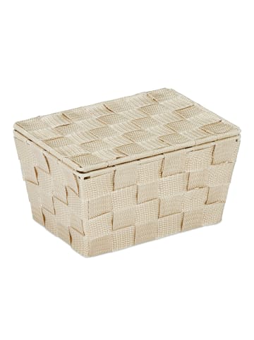 relaxdays 2 x Aufbewahrungskorb in Beige - (B)19,5x (H)10,5 x (T)14,5 cm