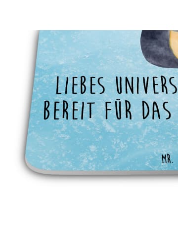 Mr. & Mrs. Panda Untersetzer für Gläser Pinguin Blumen mit Spruch in Eisblau