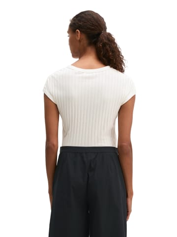 Marc O'Polo Pointelle-T-Shirt slim in White Cotton