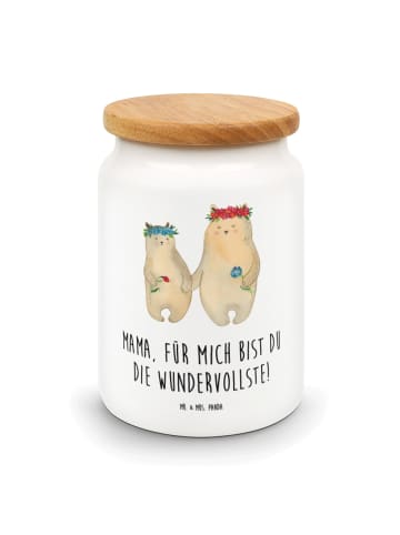 Mr. & Mrs. Panda Snackdose Bären mit Blumenkranz mit Spruch in Weiß
