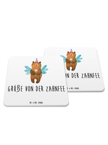 Mr. & Mrs. Panda Gläseruntersetzer Bär Zahnfee mit Spruch in Weiß