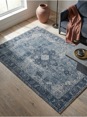 KADIMA DESIGN Flachgewebe-Teppich Handgewebt COQUET Pflegeleicht Vintage in Blau