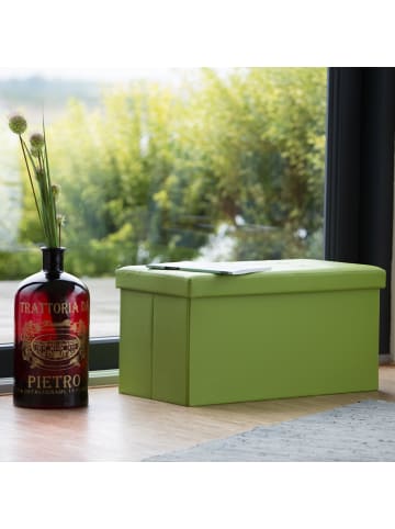 relaxdays Sitzbank Stauraum in Grün - (B)76 x (H)38 x (T)38 cm