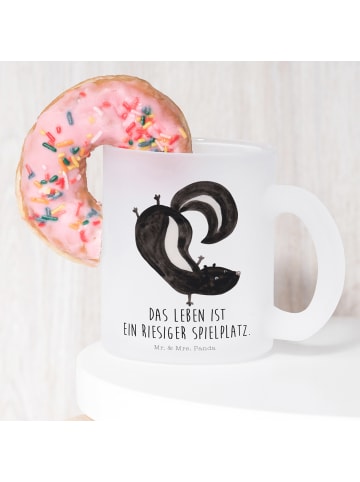 Mr. & Mrs. Panda Glas Stinktier Handstand mit Spruch in Transparent