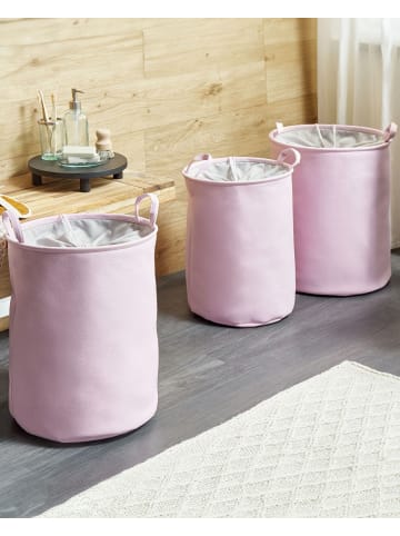 Beliani 3er-Set Wäschekorb ARCHA in Rosa/Grau