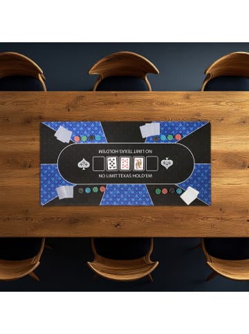 relaxdays Pokermatte in Blau/ Schwarz - 120 x 60 cm