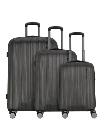 Polestream Moonrock 4 Rollen Kofferset 3-teilig mit Dehnfalte in black brushed