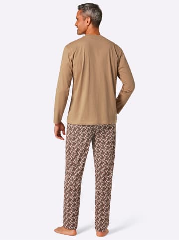 WITT WEIDEN Schlafanzug in camel-schoko-bedruckt