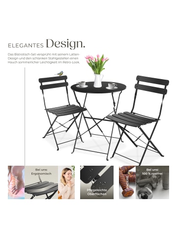 tectake Bistrotisch Set Frieda, Belastbarkeit Stuhl 120 kg, schwarz