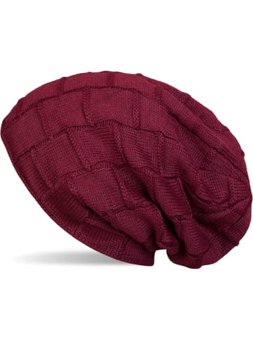 styleBREAKER Feinstrick Beanie Mütze in Bordeaux-Rot