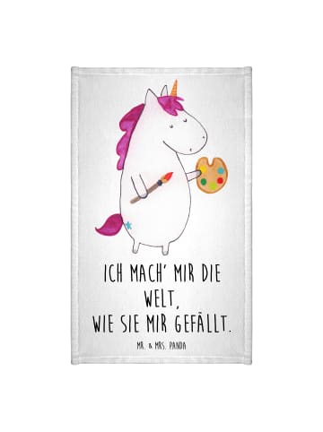 Mr. & Mrs. Panda Gästehandtuch Einhorn Künstler mit Spruch in Weiß