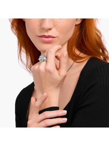 Thomas Sabo Siegelring Wolf in silber, weiß, schwarz
