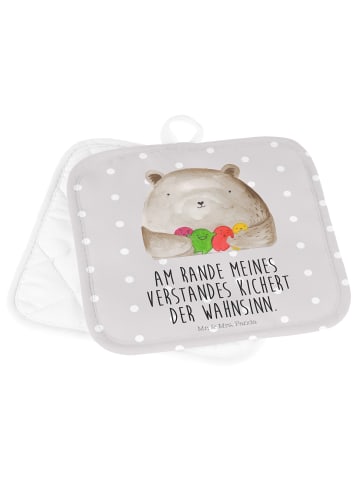 Mr. & Mrs. Panda Topflappen Bär Gefühl mit Spruch in Grau Pastell