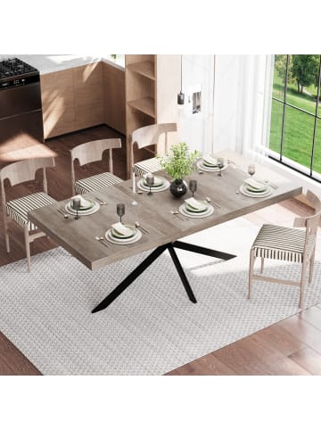 ABRIHOME Esstisch in Grau ausziehbar 140-180 cm mit Stauraum